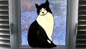 Black and White Cat Suncatcher
